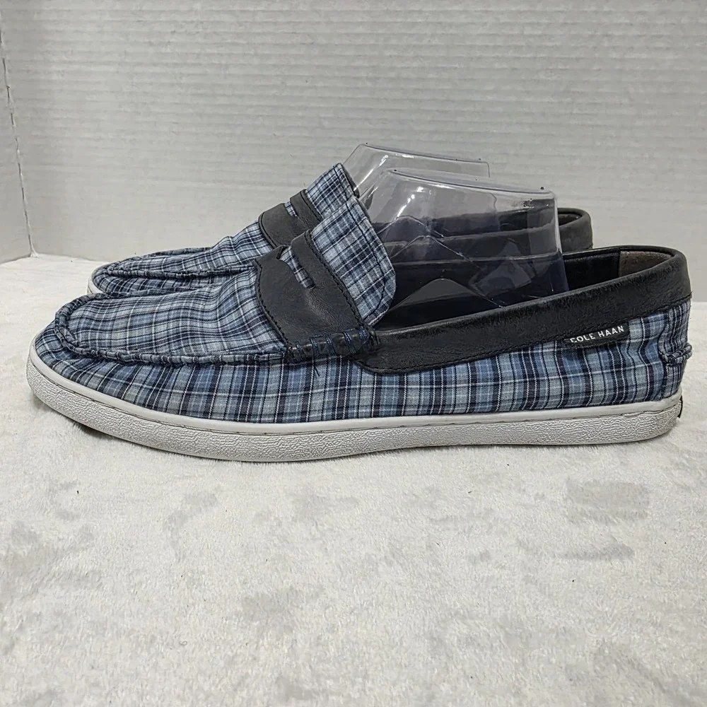 Cole Haan Blue Canvas Men's Sz 10M Penny Loafers Pinch‎ Marine Classic Grand OS